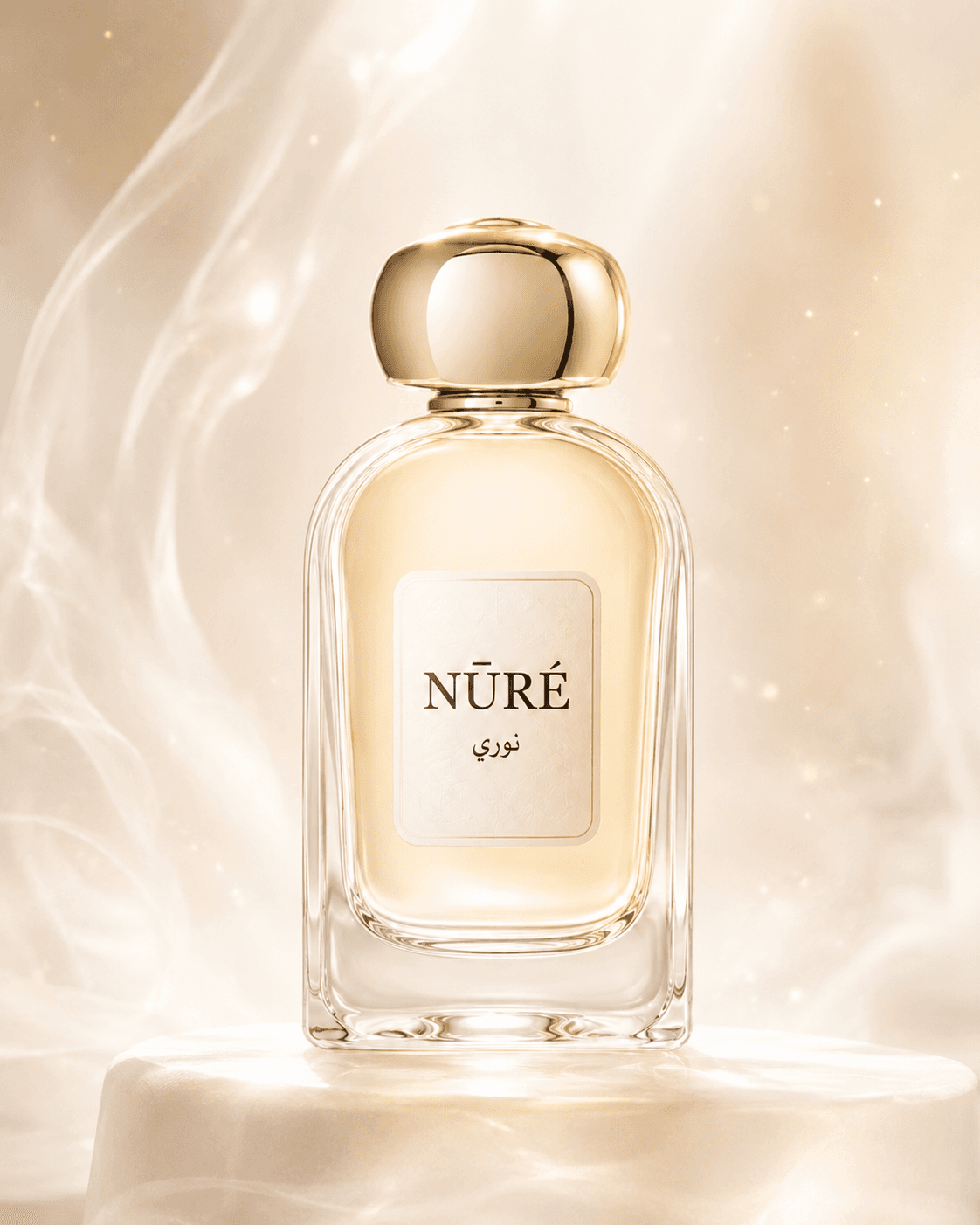 NŪRÉ luxury fragrance campaign bottle